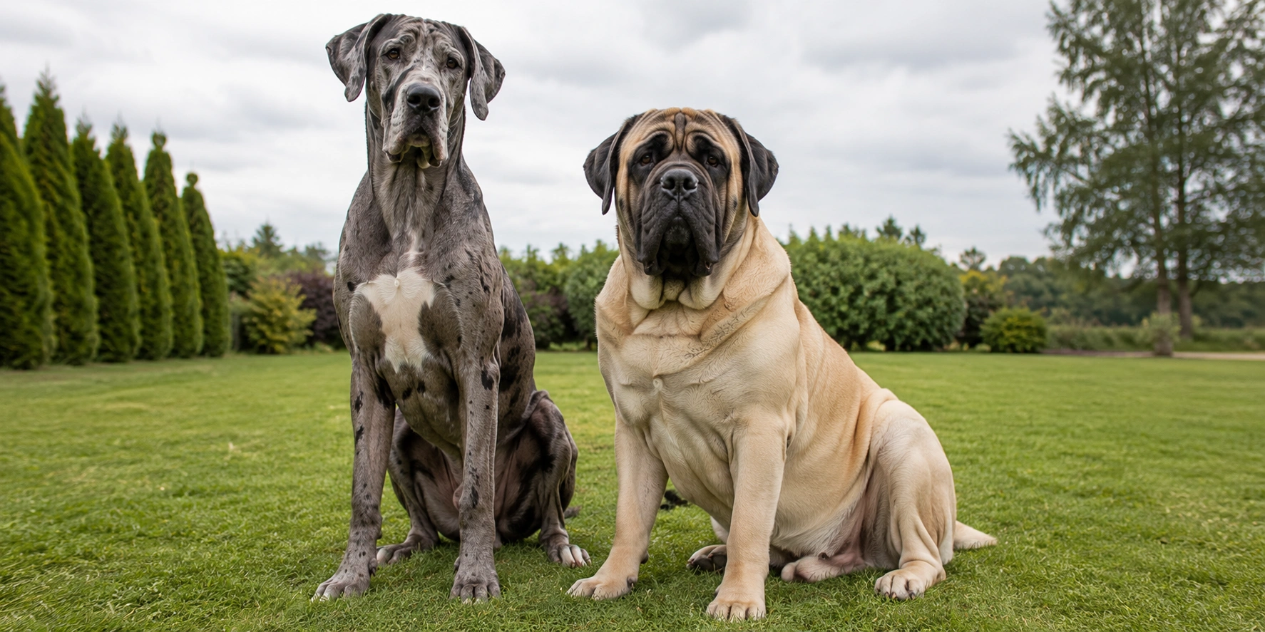 Giant dog breeds including Great Dane and Mastiff